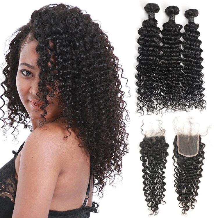 Free Shipping Peruvian Deep Wave Bundles Human Hair Extensions