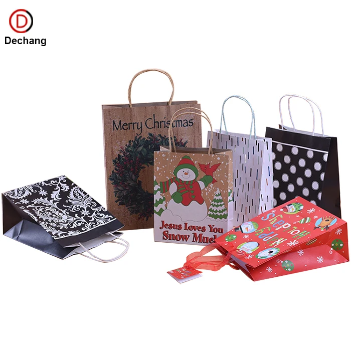 merchandising brown kraft paper bags with paper twisted handles