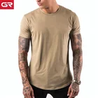 95% Cotton 5% Elastane Curved Hem Slim Fit Custom Printed Gym Fitness Men T Shirt