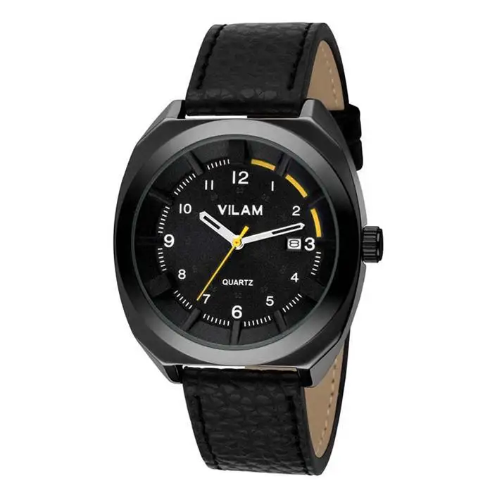 VILAM Brand Men Watches Luxury Brand Leather Strap Water Resistant Calendar Japanese Quartz Movement Fashion Quartz Watch
