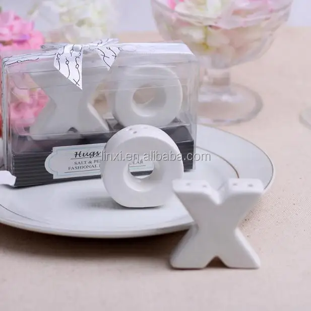 wedding return gift xo ceramic salt and pepper shaker bridal