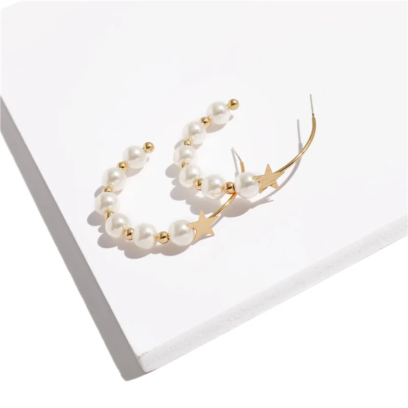 Luxury Hot Sale Creative Design Pearl Hoop Earring Big Circle Round Pearl Hoop Earring with Metal Star for Girls, As picture
Luxury Hot Sale Creative Design Pearl Hoop Earring Big Circle Round Pearl Hoop Earring with Metal Star for Girls, As picture