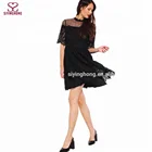 OEM garment factory summer ladies black lace mini dress sex fashion