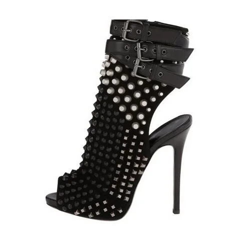 studded booties heels