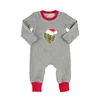 Boutique Wholesale Cactus Santa Hat Embroidery Kids Cotton Clothing Christmas Baby Boy Rompers