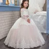 New arrival dress for kid girls long sleeved lace embroidery flower party dress