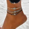 Bohemian Vintage Hand Rope Ankle Bracelet Personality Alloy Turtle Beach Anklet