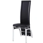 Chair Metal Legs Chair With Metal Legs Black PU Dining Chair With Chromed Metal Legs