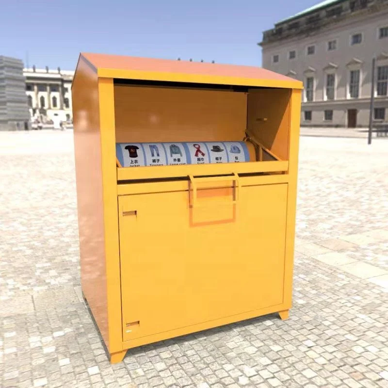 Outdoor Public Cloth Donation Bin Container For Used Clothes Donation