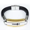 2019 hot sale 316L stainless steel mens cross engraving braided leather bracelet