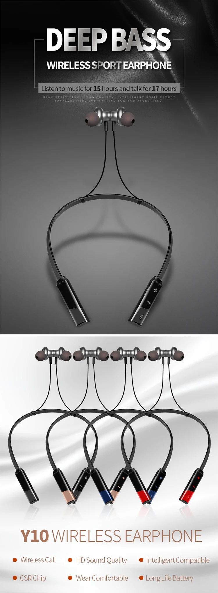 CSR Magnetic Wireless Bluetooth HD Sound Headphones With Long Life Battery - ANKUX.COM