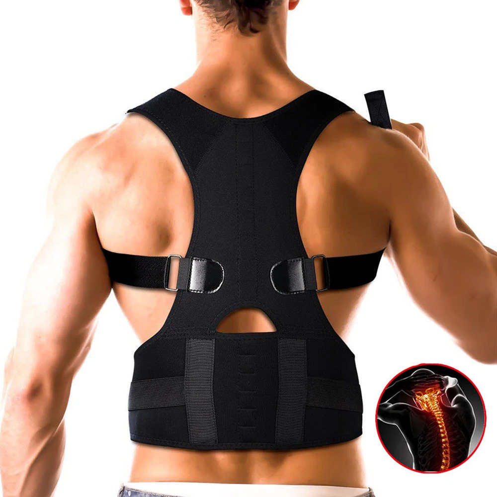 

Drop Shipping Wholesale Private Label Neoprene Adjustable Magnetic Therapy Shoulder Back Support Belt Posture Corrector Brace, Black;white and nude