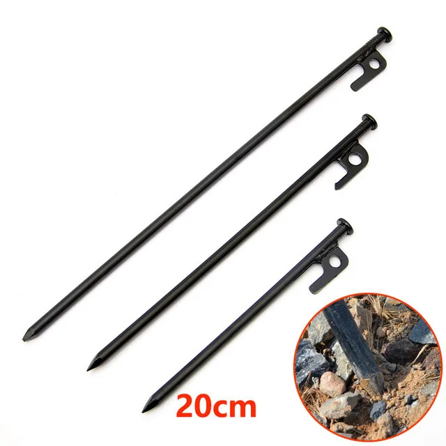 High strength forging steel peg, over striking camping tent peg for desert , snow field or beach, Black
High strength forging steel peg, over striking camping tent peg for desert , snow field or beach, Black