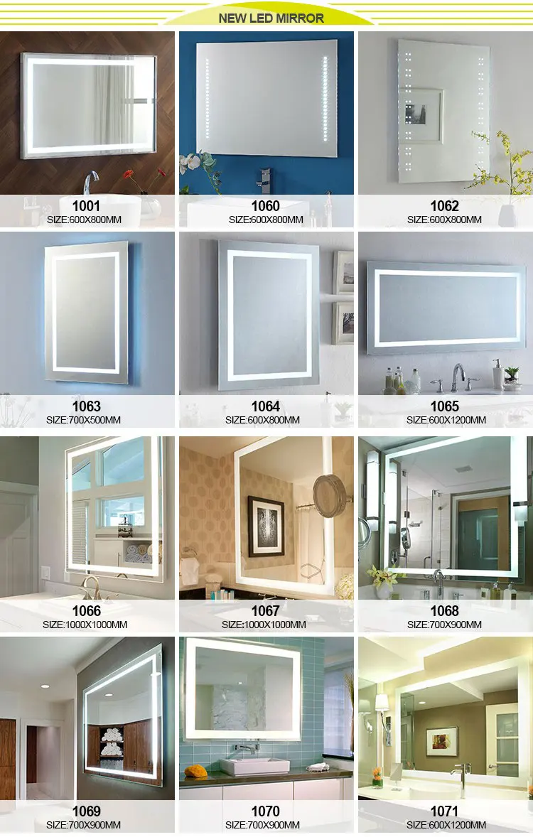 Luxury Hotel Illuminated Led wall decor Bathroom aluminum mirror with light