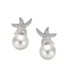 starfish pearl stud earrings wedding 925 sterling silver freshwater pearl mountings jewelry original pearl cluster earrings