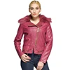 Winter OEM Service Newest Products Luxury Fur Collar Womens Quilted PU Leather Coats
