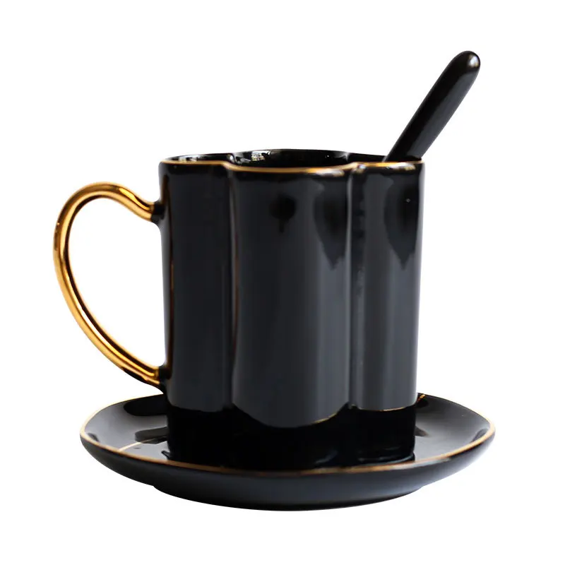 2019 hot sale gold rim ceramic coffee cup and saucer set with golden handle, White and black
2019 hot sale gold rim ceramic coffee cup and saucer set with golden handle, White and black
