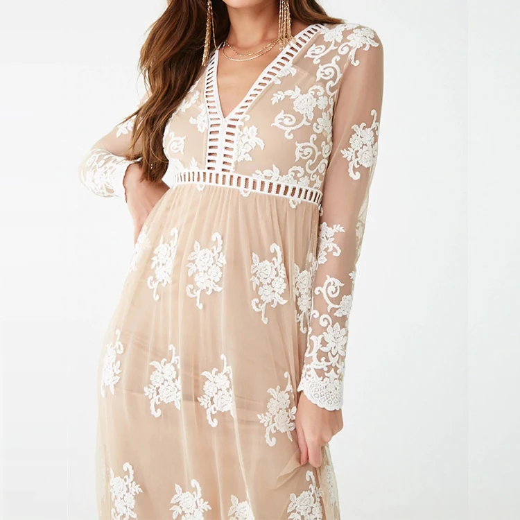 Gorgeous Women Sheer Mesh Embroidered Floral Patterns Of Lace Evening Dress, Customized
Gorgeous Women Sheer Mesh Embroidered Floral Patterns Of Lace Evening Dress, Customized