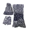 Man women winter set hand gloves cable knitted hat and scarf