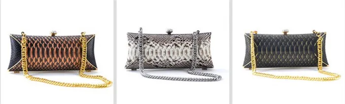 Luxury elegant real python snake skin women evning clutch bag_03