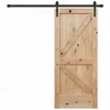 Prettywood Modern Interior Solid Wooden Sliding Barn Door With Steel Hardware Set