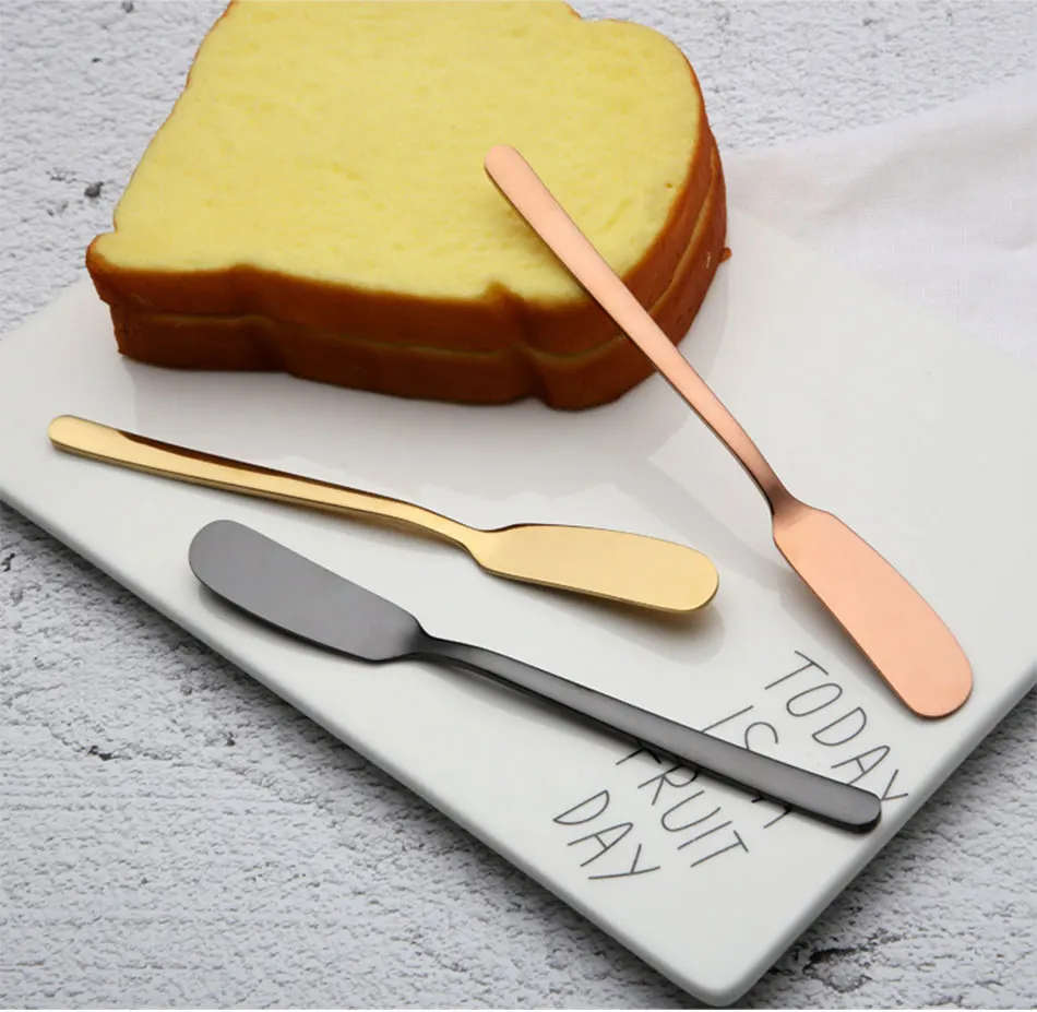 304 Stainless Steel Butter Knife Cheese Dessert Jam Spreaders Cream Gold Black Rose Gold Knifes Western Cutlery Breakfast Tool (1)