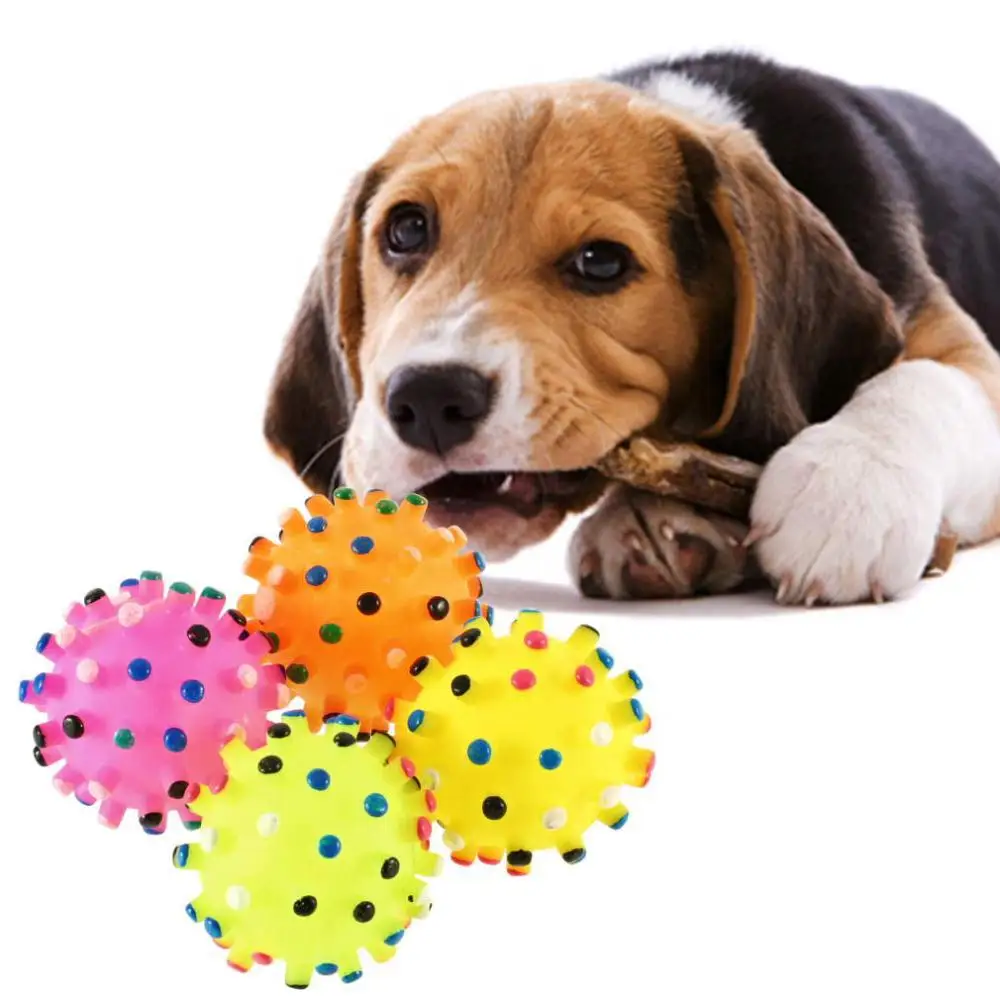 Colorful Pet Dog Cat Squeak Toy Ball Lovely Cat Chewing Ball Squeaker Quack Sound Toy