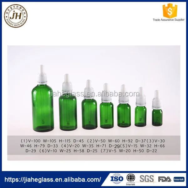 dropper bottles 5ml 10ml 15ml green essential oil glass bottle