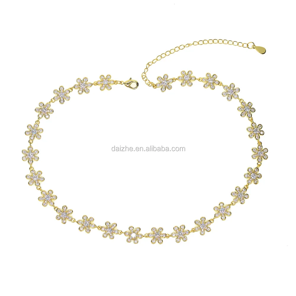 sparking bling cz plaved flower dainty flower charm link chain choker fashion women spring necklace
sparking bling cz plaved flower dainty flower charm link chain choker fashion women spring necklace