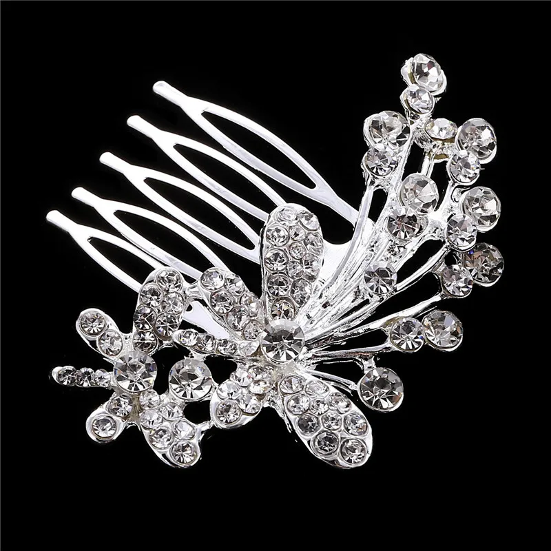 New Fashion Mini Silver Plated Crystal Butterfly Hair Comb Fashion Animal Wedding Bridals Hair Clips Hair Accessories For Woman