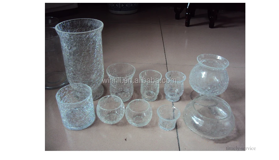 cracked round base glasse candleholder customized crafts lace