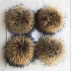Unique design china fur knit hat colorful choice accessory real raccoon fur pom poms