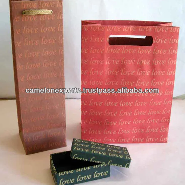 manufactured gift box/bag from recycled cotton handmade paper