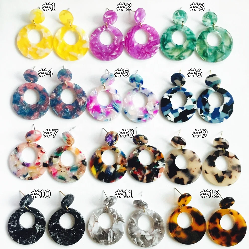 Vintage ladies acetate earring Korean resin round earring colorful geometric acrylic resin earring jewelry, Picture
Vintage ladies acetate earring Korean resin round earring colorful geometric acrylic resin earring jewelry, Picture
