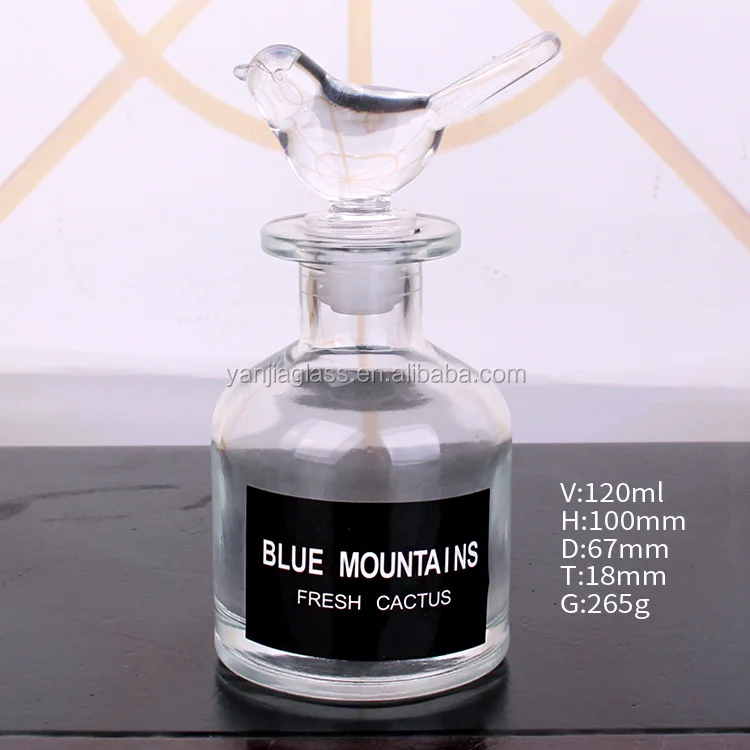 round 4oz 120ml glass aromatherapy diffuser bottle with glass lid