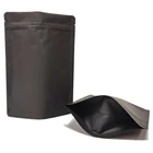 Logo Customization Black Pouch Stock 1000g Ziplock Black Kraft Paper Stand Up Pouch With No Valve