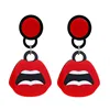 Women's Fashion Sexy Big Red Lips Stud Earrings Acrylic Large Punk Rock Mouth Dance Bar Big Earrings