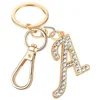 Personality Custom 26 English Letter Keychain Distributor Gold Initial Letter Key Ring Bag Accessories Silver Plate Alloy Keyfob