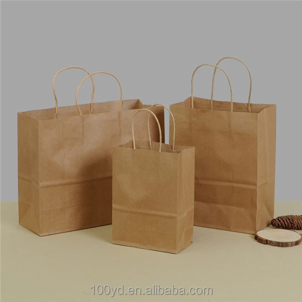shopping/gift/bakery cheap small flat handle kraft paper bag