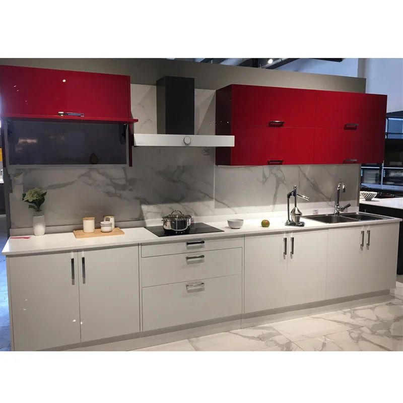 Modern Red Combine White Color High Gloss Lacquer Kitchen Cabinet