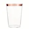 100 Rose Gold Plastic Cups 14 Oz Clear Plastic Cups Tumblers Rose Gold Rimmed Cups Fancy Disposable Wedding Cups