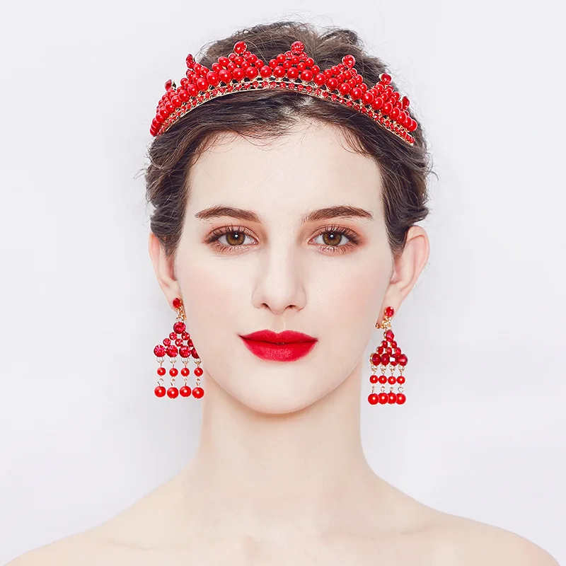 Artificial Bridal Jewellery Set, Handmade Bridal Pearl Beaded Tiara for Brides, Red
Artificial Bridal Jewellery Set, Handmade Bridal Pearl Beaded Tiara for Brides, Red