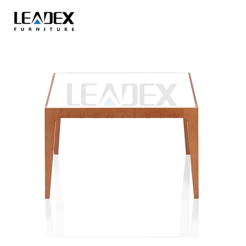 Modern wooden base glass top coffee side table