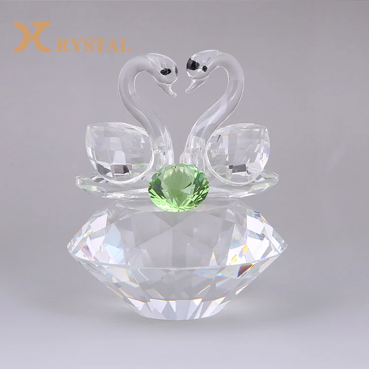 2019 decorative crystal glass animal sculpture swan for wedding