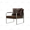 vintage leather stainless steel armchair