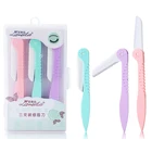 Long plastic handle 3pcs/set eyebrow razor trimmer shaper