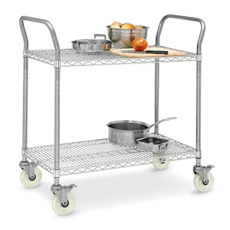 Restaurant storage chrome plated wire shelving with wheels