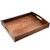 17.7 x 13 x 2.4'' HotSelling Black Walnut Custom Soild Wood Large Size Wood Serving Tray with Handle