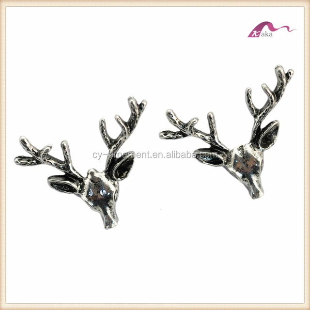 christmas deer head brooch,fashion women vintage antique silver