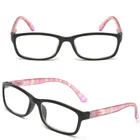 CJ204 Black Frame Colorful Print Square Women Prescription Eyeglasses Reading Glasses